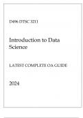 WGU D496 - DTSC 3211 Introduction to Data Science Latest Complete OA Guide 2024.