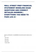 WALL STREET PREP FINANCIAL STATEMENT MODELING EXAM QUESTIONS AND CORRECT DETAILED ANSWERS | EVERYTHING YOU NEED TO PASS with A+