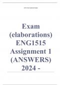 Well-structured ENG1515 Assignment 1 (ANSWERS) 2024 () –     DISTINCTION GUARANTEED. (DETAILED ANSWERS - DISTINCTION GUARANTEED!).... 