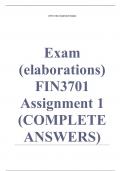 Exam (elaborations)FIN3701 Assignment 1 (COMPLETE ANSWERS) Semester 2 2024  - DUE 20 August 2024•	Course•	Financial Management (FIN3701)