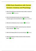 CCMA Exam Questions with Correct Answers- Anatomy and Physiology