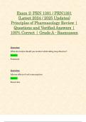 Exam 2: PRN 1381 / PRN1381 (Latest 2024 / 2025 Updates) Principles of Pharmacology Review | Questions and Verified Answers | 100% Correct | Grade A - Rasmussen