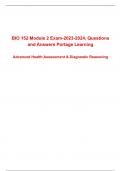 BIO 152 Module 2 Exam-2023-2024, Questions  and Answers Portage Learning Advanced Health Assessment & Diagnostic Reasoning 