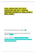 POOL OPERATORS TEST WITH  QUESTIONS AND WELL VERIFIED  ANSWERS [GRADED A+] REAL EXAM !!! REAL EXAM !!