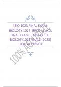 [BIO 1023 FINAL EXAM, BIOLOGY 1023, BRCC ALUKO, FINAL EXAM STUDY GUIDE, BIOLOGY1023FINALS (2023) 100% ACCURATE