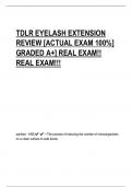 TDLR EYELASH EXTENSION  REVIEW [ACTUAL EXAM 100%]  GRADED A+] REAL EXAM!!  REAL EXAM!!!