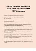 Carpet Cleaning Technician 2024 Exam Questions With 100% Answers