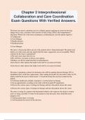 Chapter 2 Interprofessional Collaboration and Care Coordination Exam Questions With Verified Answers.