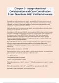 Chapter 2: Interprofessional Collaboration and Care Coordination Exam Questions With Verified Answers.