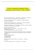 Clinical Laboratory Medicine Exam I Questions And Answers 100% Verified.