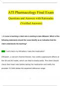 ATI Pharmacology Final Verified Exam Questions And Answers