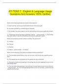  ATI TEAS 7 - English & Language Usage Questions And Answers 100% Verified.