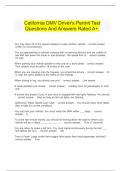  California DMV Driver's Permit Test Questions And Answers Rated A+.