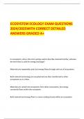 ECOSYSTEM ECOLOGY EXAM QUESTIONS  2024/2025WITH CORRECT DETAILED  ANSWERS GRADED A+