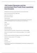 130 Control Genomes and the environment End Finals Exam questions And Answers