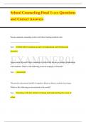 School Counseling Final Exam Questions and Correct Answers