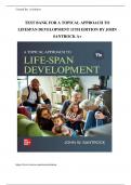 TEST BANK FOR A TOPICAL APPROACH TO  LIFESPAN DEVELOPMENT 11TH EDITION BY JOHN  SANTROCK A+