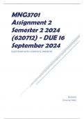 MNG3701 Assignment 2 Semester 2 2024 (620712) - DUE 16 September 2024