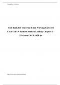 Test Bank for Maternal Child Nursing Care 3rd CANADIAN Edition Keenan Lindsay Chapter 1 - 55 -latest- 2023-2024 A+