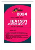 EA 1501 ASSIGNMENT 03 DUE DATE: 24 JULY 2024 1. In the case study it is mentioned that an individual educational plan was developed for Tshepo. 1.1 Explain what an Individual Educational Plan (IEP) is. Use your own words. [2