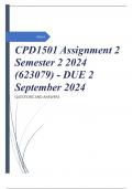 CPD1501 Assignment 2 Semester 2 2024 (623079) - DUE 2 September 2024