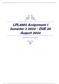 LPL4805 Assignment 1 Semester 2 2024 - DUE 20 August 2024