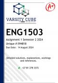 ENG1503 Assignment 1 (DETAILED ANSWERS) Semester 2 2024 - DISTINCTION GUARANTEED 