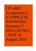 LPL4802 Assignment 1 (COMPLETE ANSWERS) Semester 2 2024 (287381) - DUE 16 August 2024