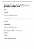 Biology Clep Questions And Answers Rated A+ /Updated 2024