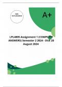 LPL4805 Assignment 1 (COMPLETE ANSWERS) Semester 2 2024 - DUE 20 August 2024 ; 100% TRUSTED Complete, trusted solutions and explanations. 