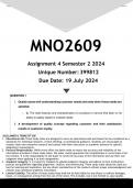 MNO2609 Assignment 4 (ANSWERS) Semester 2 2024 - DISTINCTION GUARANTEED