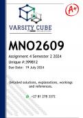MNO2609 Assignment 4 (DETAILED ANSWERS) Semester 2 2024 - DISTINCTION GUARANTEED