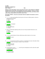 CJ2300 Substantive Criminal Law Chapter 9 Quiz