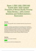 Exam 1: PRN 1562 / PRN1562 (Latest 2024 / 2025 Update) Principles of Mental Health Nursing Exam Review | 100% Correct Questions and Verified Answers | Rasmussen