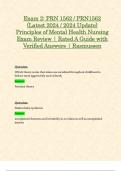 Exam 2: PRN 1562 / PRN1562 (Latest 2024 / 2024 Update) Principles of Mental Health Nursing Exam Review | Rated A Guide with Verified Answers | Rasmussen