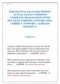 NUR 256 FINAL EXAM 2024 NEWEST ACTUAL EXAM 2 VERSIONS COMPLETE 300 QUESTIONS WITH DETAILED VERIFIED ANSWERS (100% CORRECT ANSWERS) / ALREADY GRADED A+