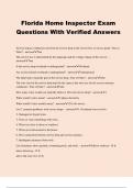 Florida Home Inspector Exam Questions With Verified Answers