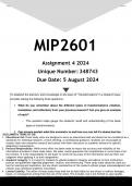 MIP2601 Assignment 4 (ANSWERS) 2024 - DISTINCTION GUARANTEED