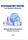 PSYCHIATRY NOTES For Medical Students with complete solutions/ latest update  (stuvia 5 stars  rating) Score A+ Download 