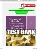 TEST BANK For Advanced Health Assessment and Diagnostic Reasoning, 4th Edition by Jacqueline Rhoads, Verified Chapters 1 - 18, Complete Newest Version 2024 ISBN: 9781284170313