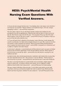 HESI: Psych/Mental Health Nursing Exam Questions With Verified Answers.