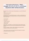 International Business - FINAL - (Chapter 15, 8, 13, 14, 19, 17, & 18) Exam Questions With Verified Answers.