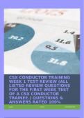 CSX CONDUCTOR TRAINING WEEK 1 TEST REVIEW (ALL LISTED REVIEW QUESTIONS FOR THE FIRST WEEK TEST OF A CSX CONDUCTOR TRAINEE.) QUESTIONS & ANSWERS RATED 100% CORRECT!!