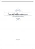 Texas SAE Real Estate Investment Question and answers correctly solved 