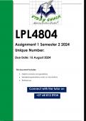 LPL4804 Assignment 1 (QUALITY ANSWERS) Semester 2 2024