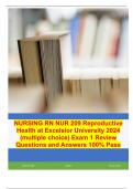 NURSING RN NUR 209 Reproductive Health at Excelsior University 2024 (multiple choice) Exam 1 Review Questions and Answers 100% Pass