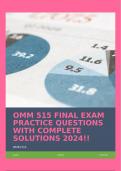 OMM 515 FINAL EXAM PRACTICE QUESTIONS WITH COMPLETE SOLUTIONS 2024!!