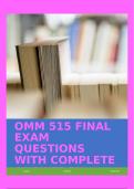 OMM 515 FINAL EXAM QUESTIONS WITH COMPLETE ANSWERS!!