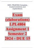 LPL4804 Assignment 1 (COMPLETE ANSWERS) Semester 2 2024 - DUE 15 August 2024 ; 100% TRUSTED Complete, trusted solutions and explanations