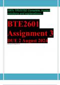 BTE2601 Assignment 3 (COMPLETE ANSWERS) 2024 ) - DUE 2 August 2024 ; 100% TRUSTED Complete, trusted solutions and explanations...